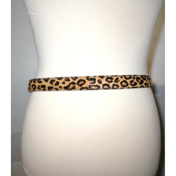 New Womens Designer Escada NWT $495 Leopard Belt Leather Logo Fur 70 27.5 XXS XS - Picture 11 of 11